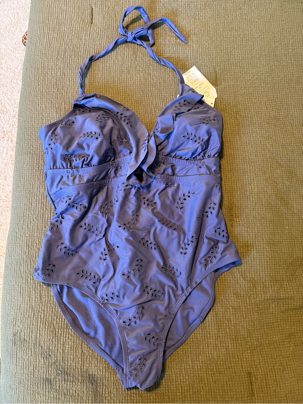 Women’s Navy Eyelet One-Piece Swimsuit
